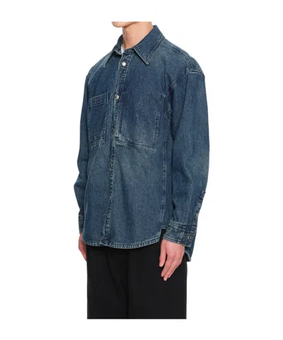 Wooyoungmi Denim Shirt With Back Logo In Blue