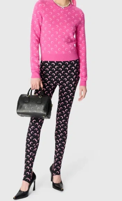 Marine Serre Marine Greenhouses Leggings With Crescent Motif In Black