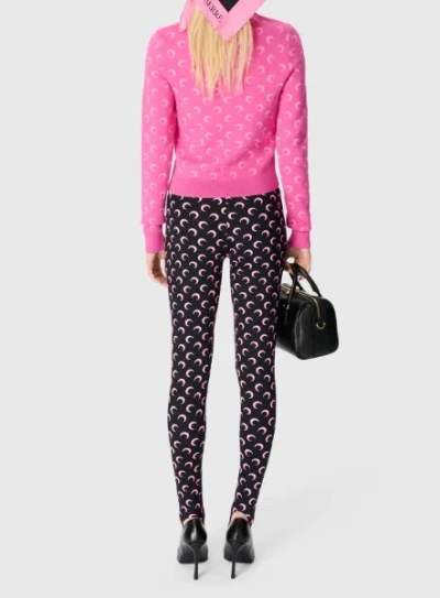 Marine Serre Marine Greenhouses Leggings With Crescent Motif In Black