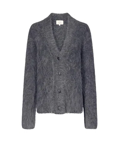 Loulou Studio Lynn's Fluffy Alpaca Fur Cardigan In Gray