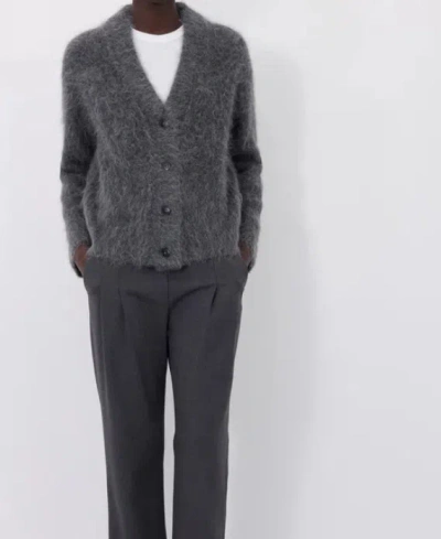 Loulou Studio Lynn's Fluffy Alpaca Fur Cardigan In Gray