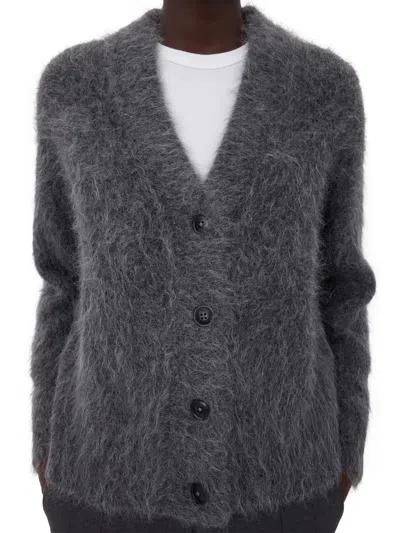Loulou Studio Lynn's Fluffy Alpaca Fur Cardigan In Gray
