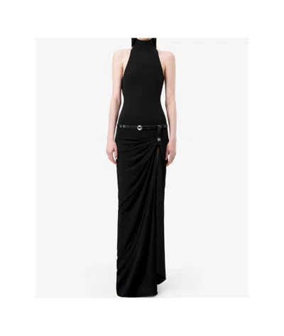 Coperni Black Long Dress Featuring A Belted Waist In Black