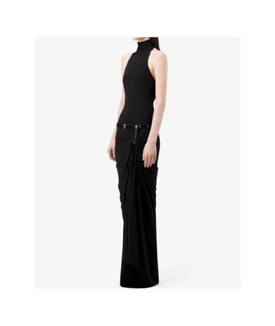 Coperni Black Long Dress Featuring A Belted Waist In Black