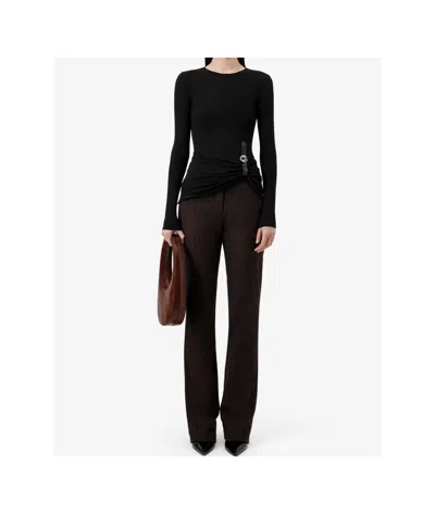 Coperni Long Sleeve Fitted Top With Side Detail In Black
