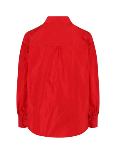 Aspesi Long Sleeve Collared Top Chest Pocket In Red