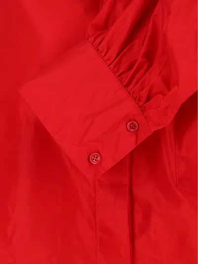Aspesi Long Sleeve Collared Top Chest Pocket In Red