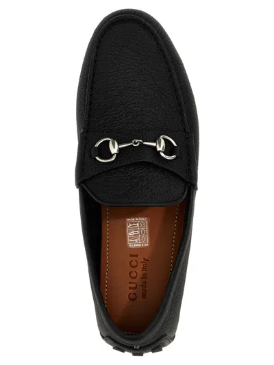Gucci Men Horsebit Driver Loafers In Black