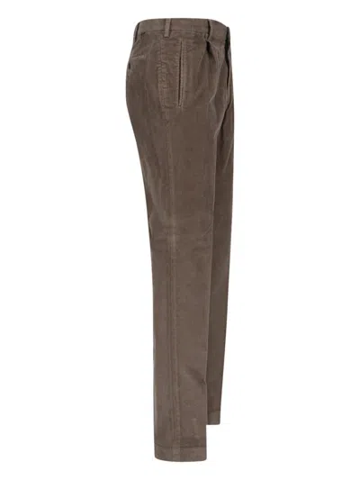 Incotex Straight Leg Corduroy Trousers Featuring Pockets In Brown