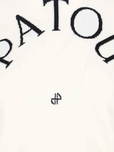 Patou Ribbed Cuff And Hem Knit Crewneck In White