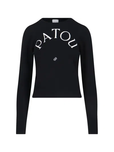 Patou Black Merino Wool Jumper In Black