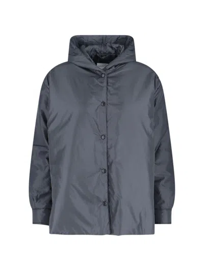Aspesi Long-sleeved Button-up Hooded Jacket In Gray