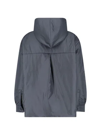 Aspesi Long-sleeved Button-up Hooded Jacket In Gray
