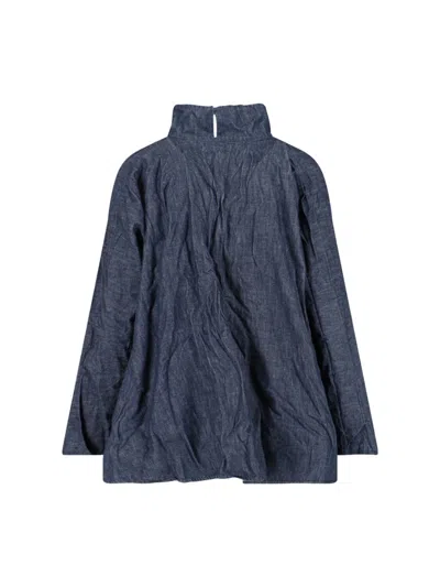 Daniela Gregis High Neck Long Sleeve Top For Casual Wear In Blue