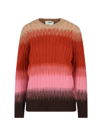 Fendi Gradient Mohair And Wool Fitted Jumper Clothing In Multi