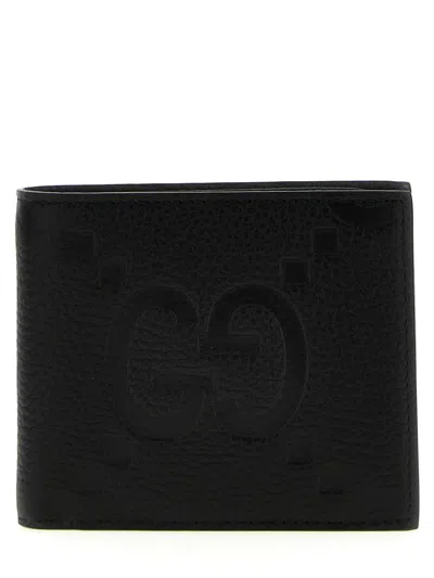 Gucci Jumbo Gg Leather Wallet In Black