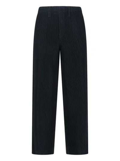 Issey Miyake Cropped Pleated Trousers For Modern Look In Black
