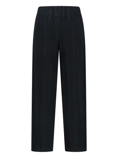 Issey Miyake Cropped Pleated Trousers For Modern Look In Black
