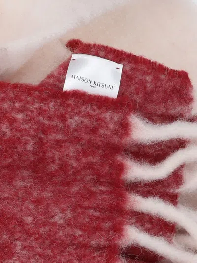 Maison Kitsuné Multicolour Scarf With Harmonious Pattern And Soft Finish In Brown