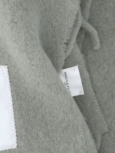 Maison Kitsuné Green Soft Fabric Scarf With Versatile Rectangular Shape In Gray