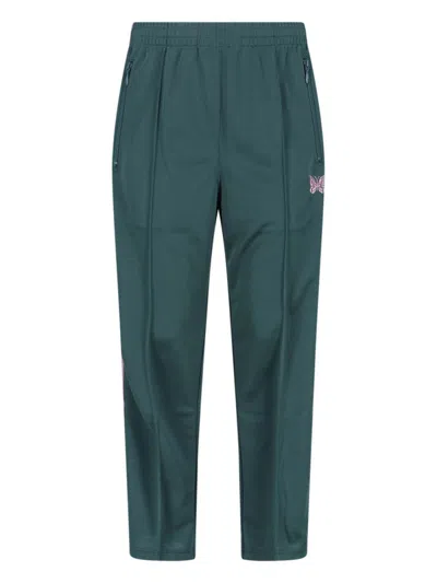 Needles Straight Trousers With Elastic Waistband And Pocket In Green