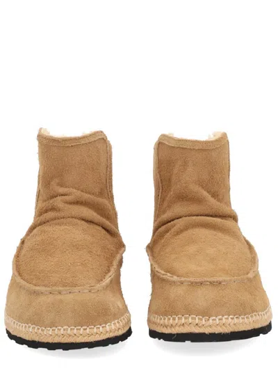 Diesel Suede Boots With Rubber Sole And Stitching In Neutral