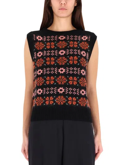 Paul Smith "fair Isle" Knit Vest In Black