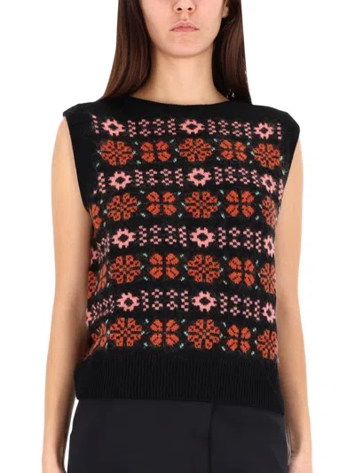 Paul Smith "fair Isle" Knit Vest In Black
