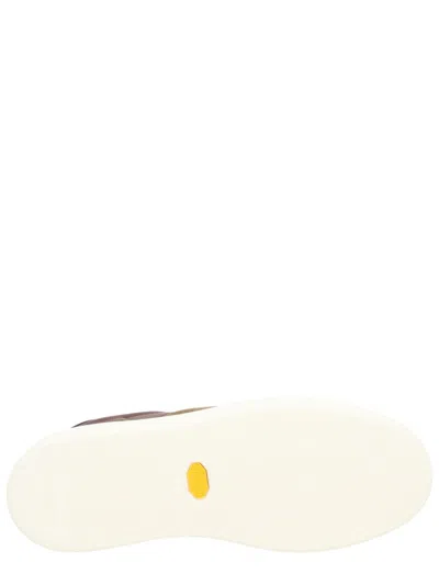 Woolrich Sleek Low-top Sneakers With Suede Side Panels And Gold Branding In Brown