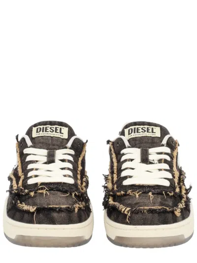 Diesel Casual Low-top Sneakers Frayed Detail In Brown