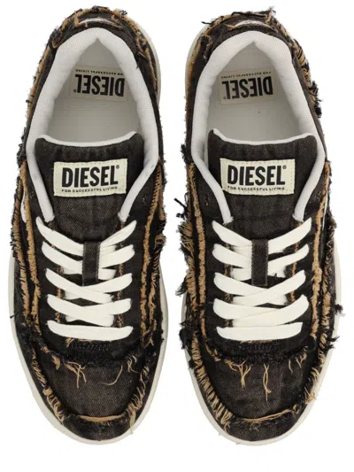 Diesel Casual Low-top Sneakers Frayed Detail In Brown