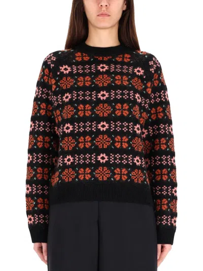 Paul Smith Floral Crew-neck Sweater In Black