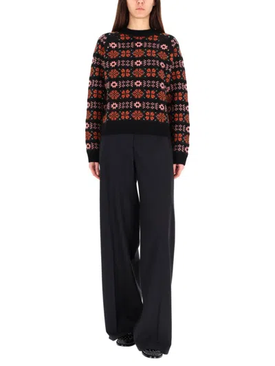 Paul Smith Floral Crew-neck Sweater In Black