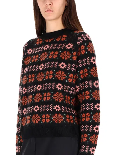 Paul Smith Floral Crew-neck Sweater In Black