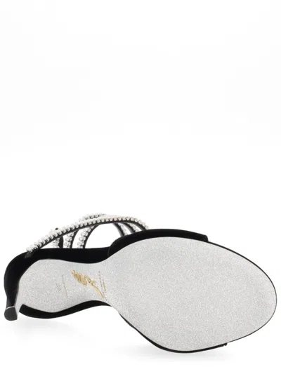 René Caovilla 104mm Serpent Rhinestone Stiletto Sandal In Black