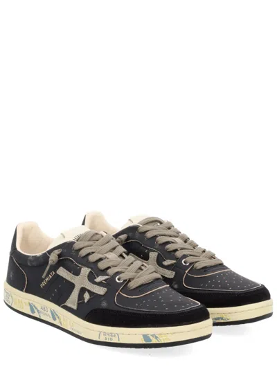 Premiata Bsktclay Leather Sneakers In Black