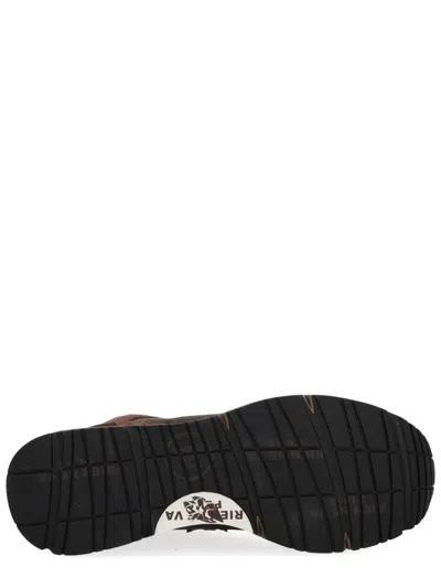Premiata Textured Brown Sneakers With Calf Leather And Mesh Detail In Brown