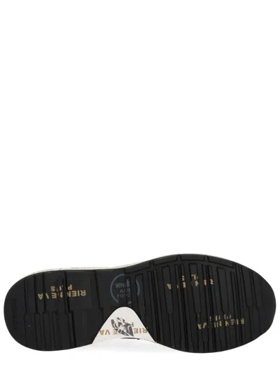 Premiata Layered White And Grey Sneakers With Sculpted Sole In Blue