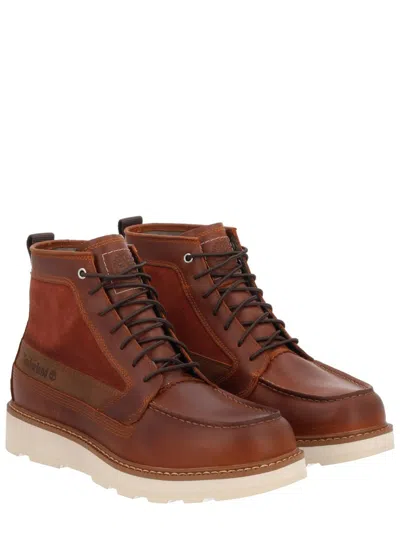 Timberland Stylish Boots With Contrast Stitching And Rubber Sole In Brown