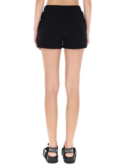 Moschino Shorts With Teddy Print In Black