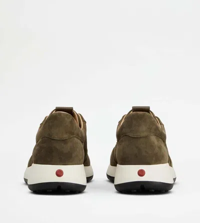 Tod's Red Dot Sneakers In Pashmy Suede In Green