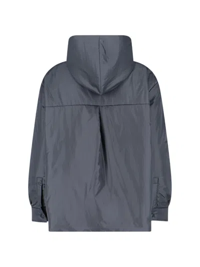 Aspesi Long-sleeved Button-up Hooded Jacket In Gray