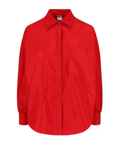 Aspesi Long Sleeve Collared Top Chest Pocket In Red