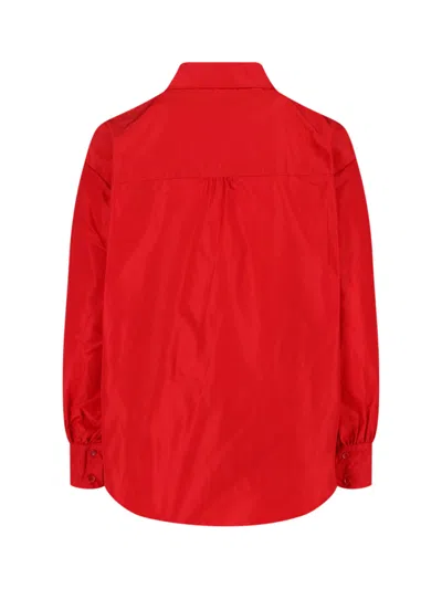 Aspesi Long Sleeve Collared Top Chest Pocket In Red
