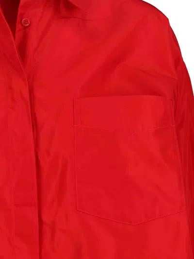 Aspesi Long Sleeve Collared Top Chest Pocket In Red