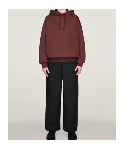 Y-3 Logo-print Drawstring Hoodie In Brown