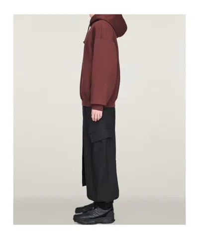 Y-3 Logo-print Drawstring Hoodie In Brown