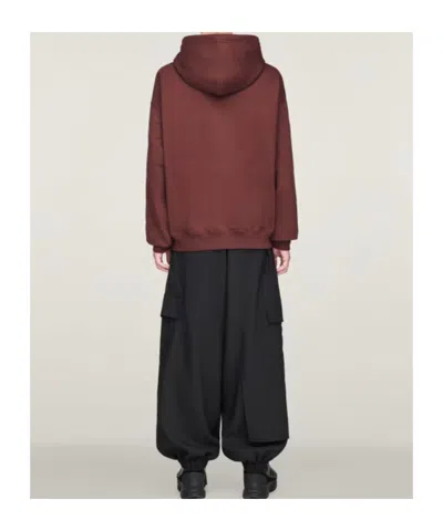 Y-3 Logo-print Drawstring Hoodie In Brown