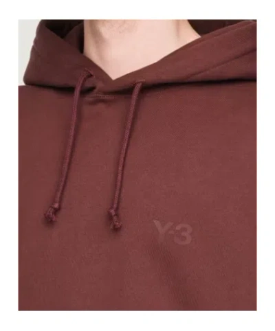 Y-3 Logo-print Drawstring Hoodie In Brown