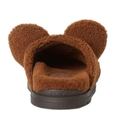 Fendi Brown Slip-on Slides In Brown